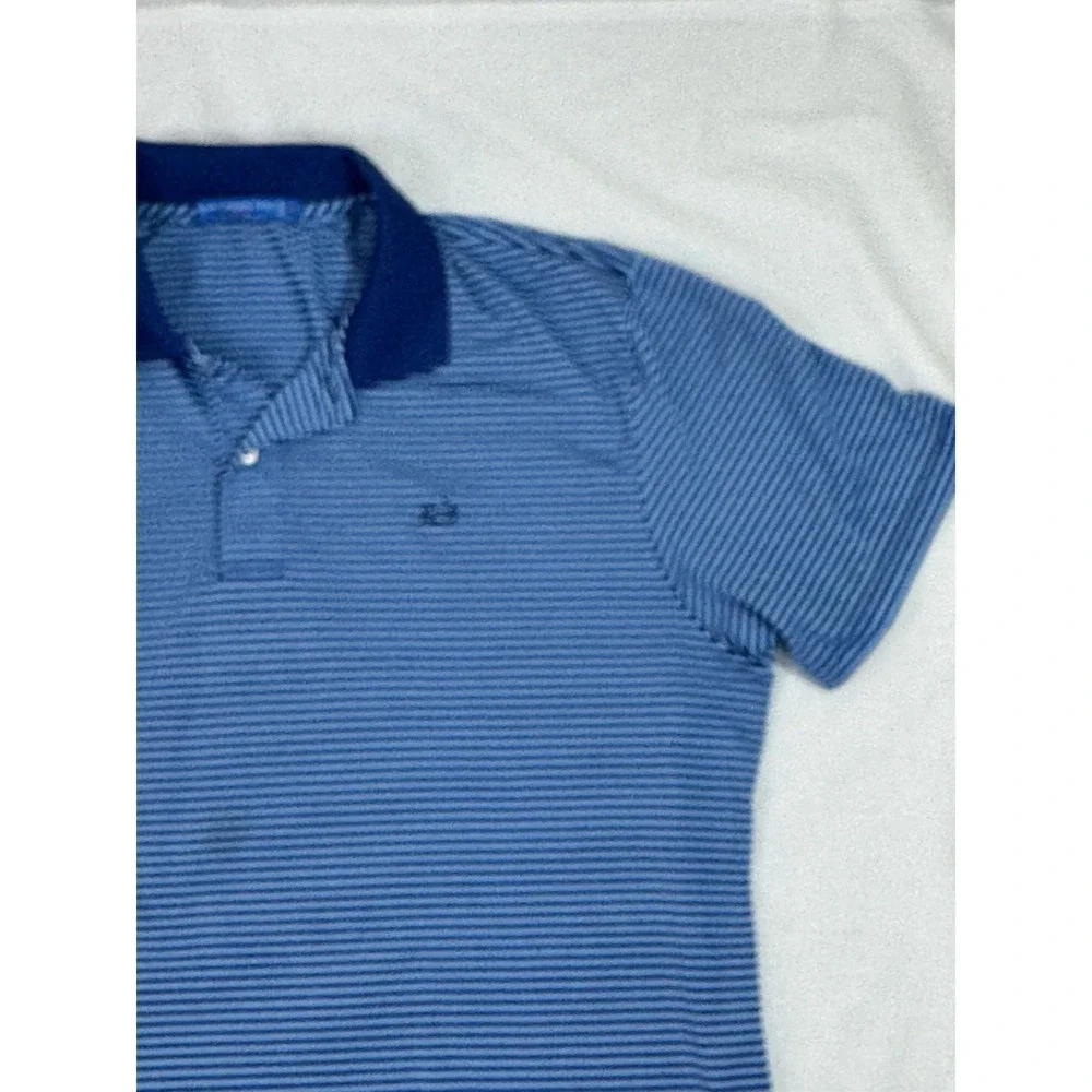 Southern Tide Golf Polo Shirt Men's XL‎ Blue White Performance Striped Preppy
